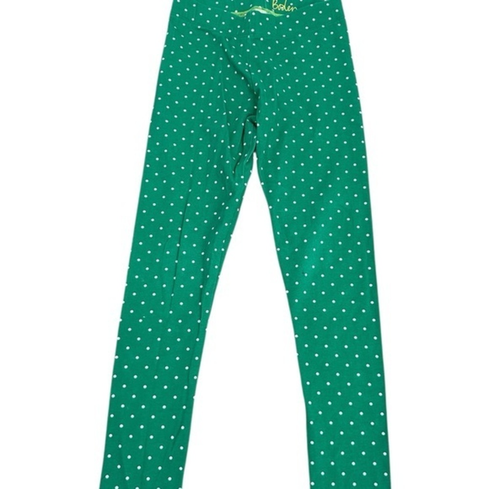 Boden Green and White Polka Dot Leggings